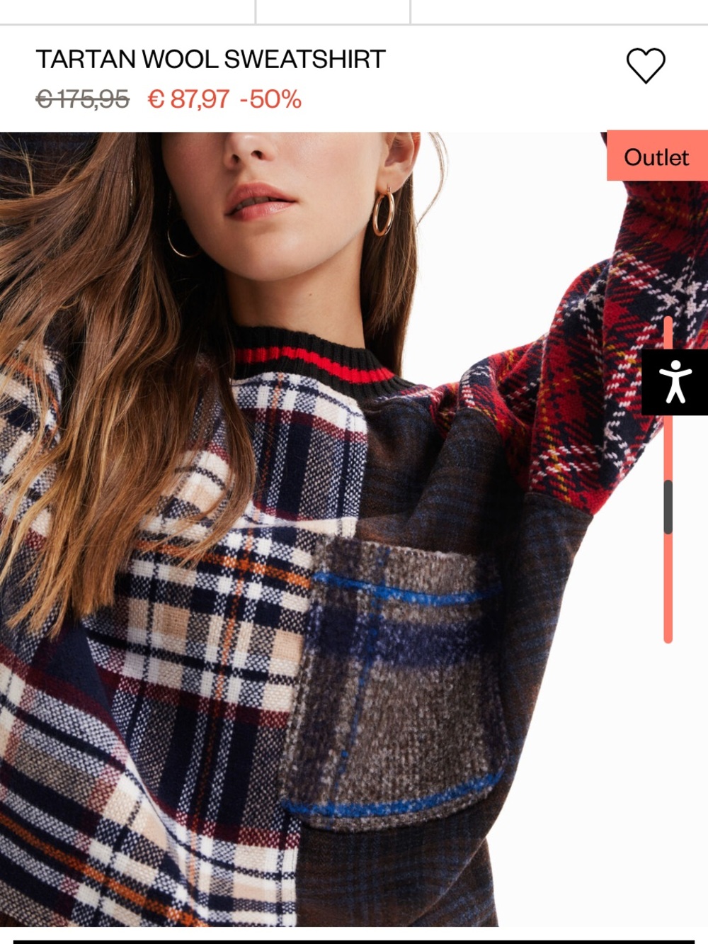Desigual Design Tartan Patchwork Crewneck Sweater